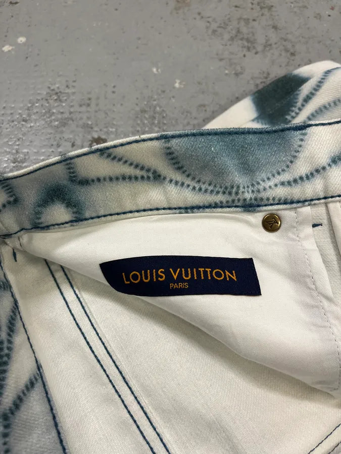 Louis Vuitton Blurred Logo Cream & Blue Pants TlSqPYB 12