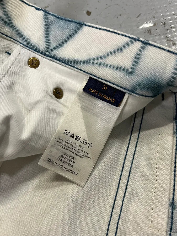 Louis Vuitton Blurred Logo Cream & Blue Pants TlSqPYB 13