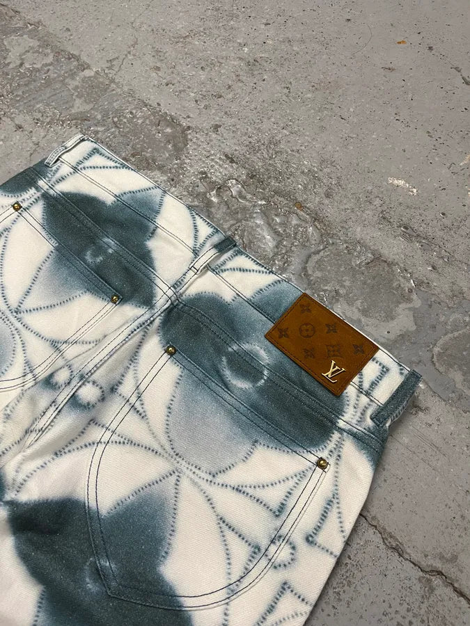 Louis Vuitton Blurred Logo Cream & Blue Pants TlSqPYB 9