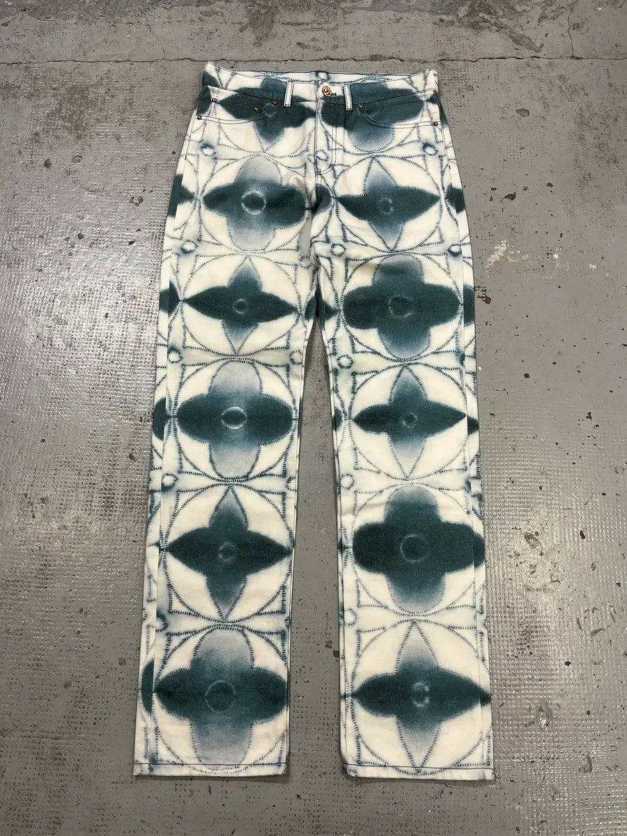 Louis Vuitton Blurred Logo Cream & Blue Pants TlSqPYB 0