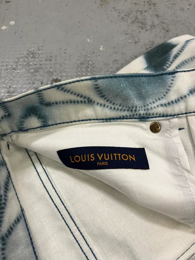 Louis Vuitton Blurred Logo Cream & Blue Pants TlSqPYB 12