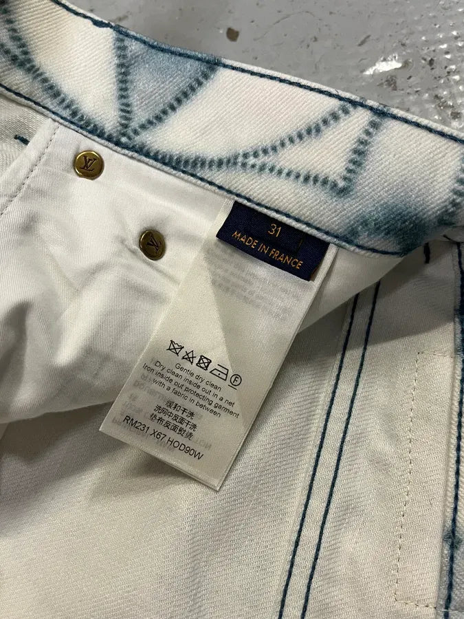Louis Vuitton Blurred Logo Cream & Blue Pants TlSqPYB 13