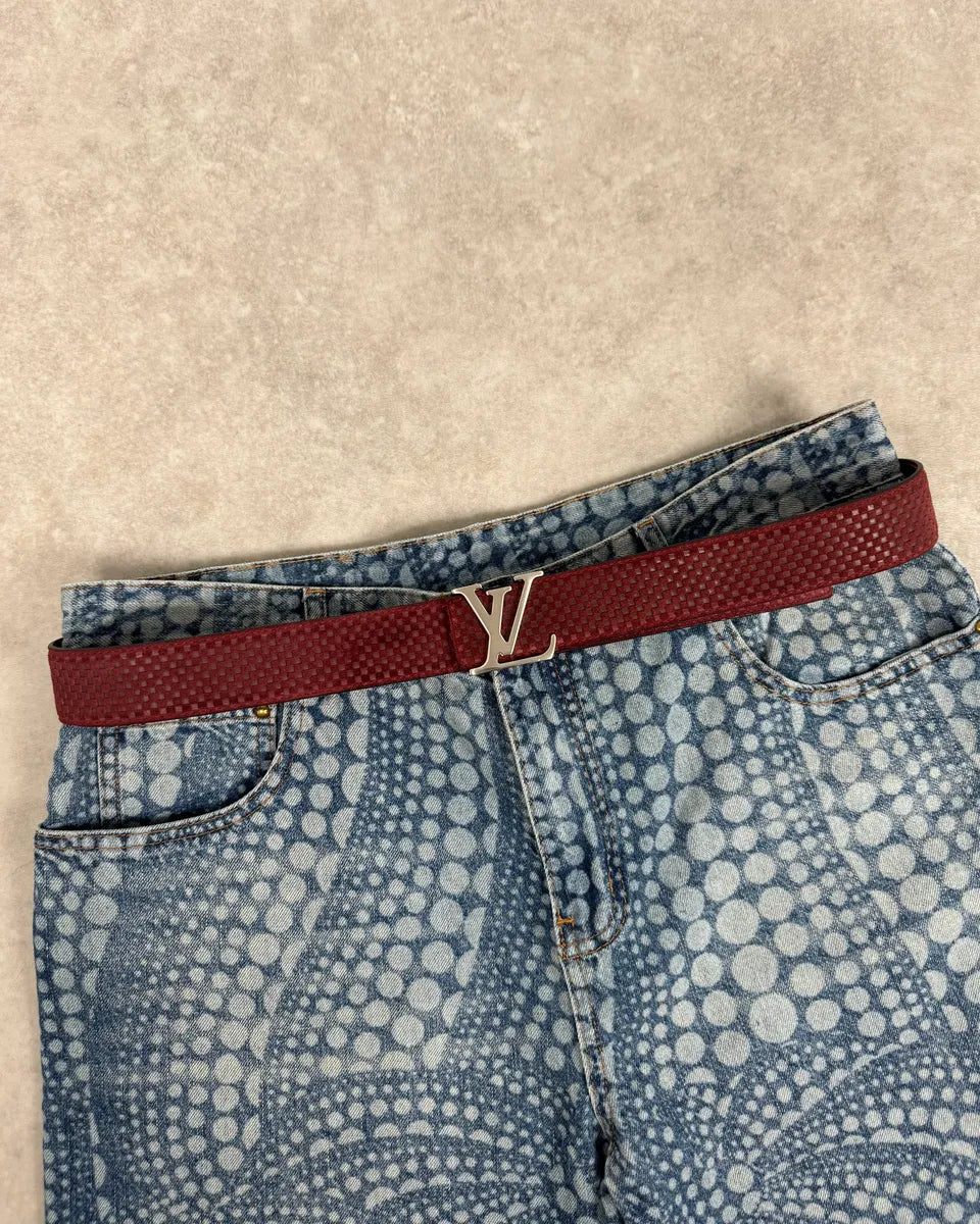 Louis Vuitton Bordeaux Leather Damier Belt mQWqFwD 0