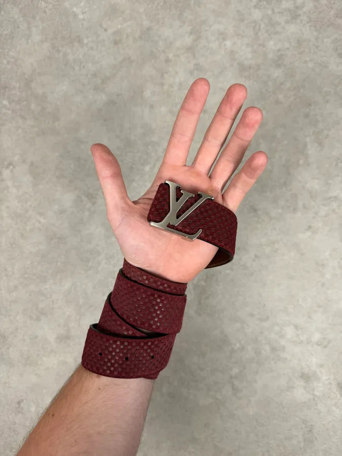 Louis Vuitton Bordeaux Leather Damier Belt mQWqFwD 1