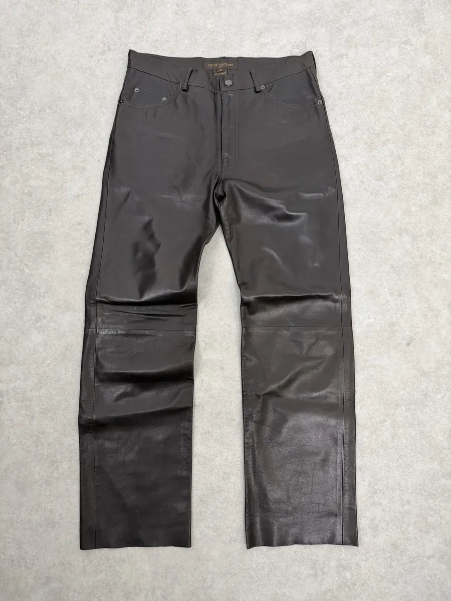 Louis Vuitton Brown Classy Lambskin Leather Pants NAvSgJT 0