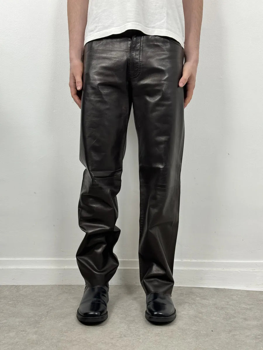Louis Vuitton Brown Classy Lambskin Leather Pants NAvSgJT 1