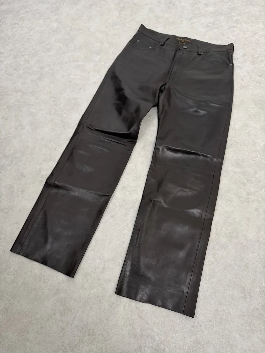 Louis Vuitton Brown Classy Lambskin Leather Pants NAvSgJT 10