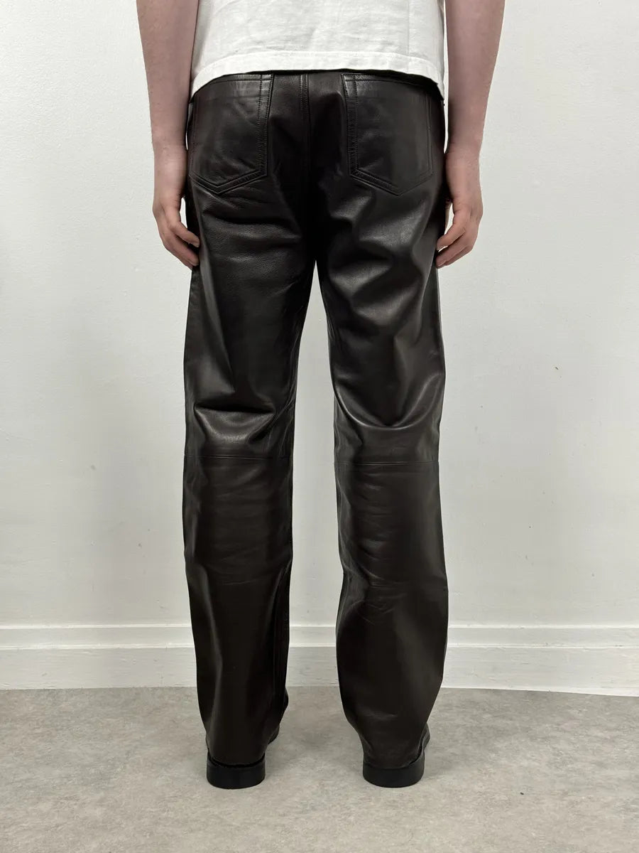 Louis Vuitton Brown Classy Lambskin Leather Pants NAvSgJT 2