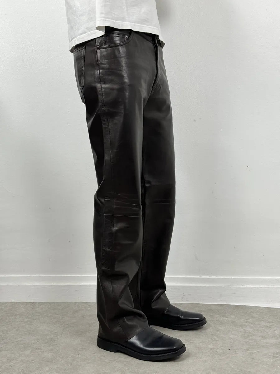 Louis Vuitton Brown Classy Lambskin Leather Pants NAvSgJT 3