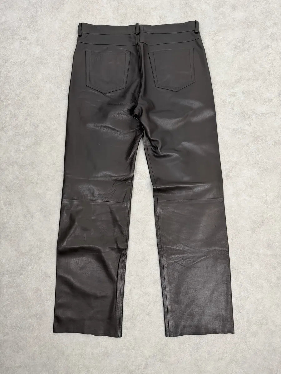 Louis Vuitton Brown Classy Lambskin Leather Pants NAvSgJT 6