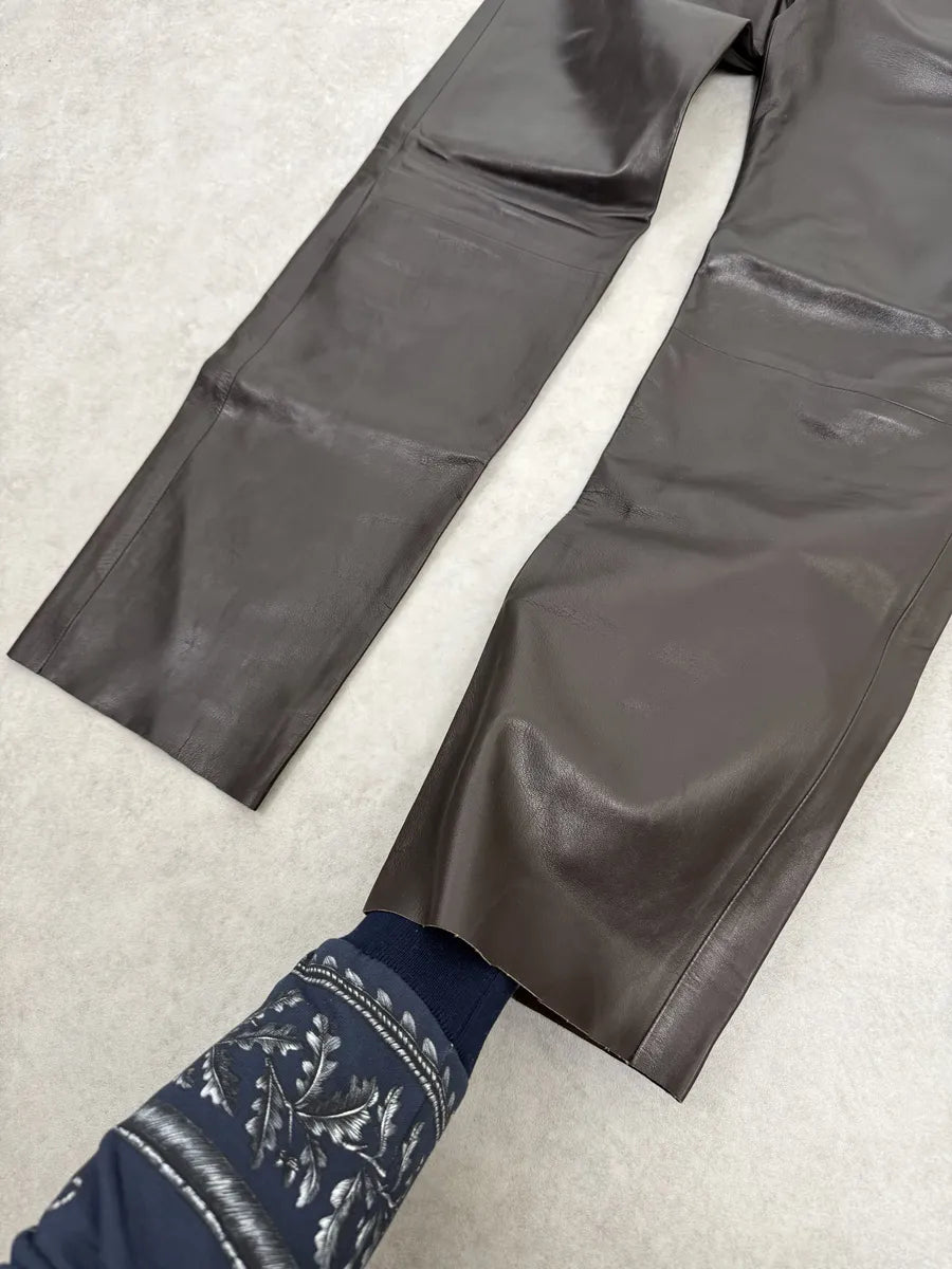 Louis Vuitton Brown Classy Lambskin Leather Pants NAvSgJT 7