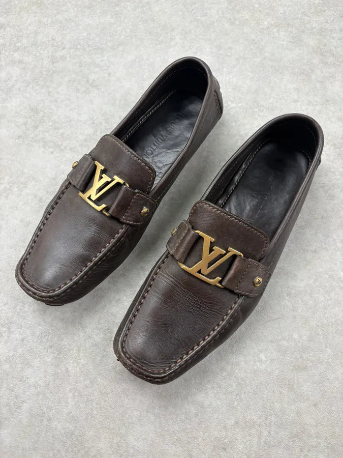 AW2006 Louis Vuitton Brown Classy Monte Carlo Leather Loafers SDtHwBh 3