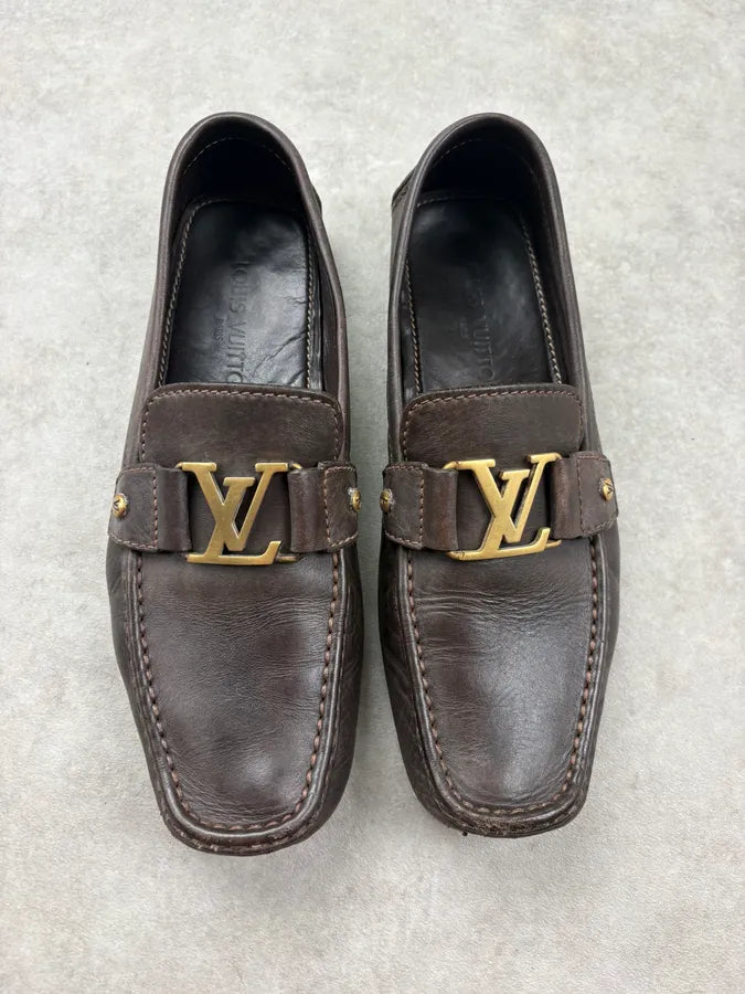 AW2006 Louis Vuitton Brown Classy Monte Carlo Leather Loafers SDtHwBh 1