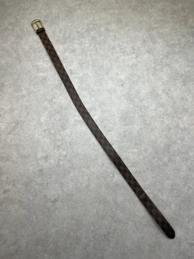 Louis Vuitton Brown Damier Canvas Golden Buckle Belt nCmtzeO 4