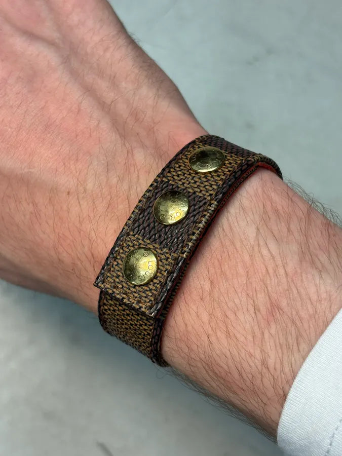 Louis Vuitton Brown Damier Canvas Three-Stud Bracelet uEqxhtA 0