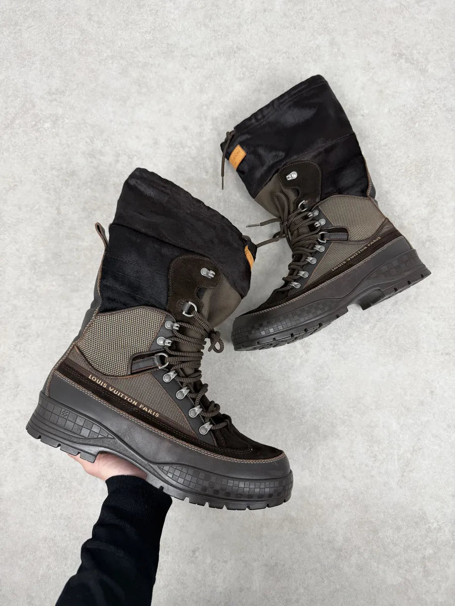 Louis Vuitton Brown Hiking Pony Hair & Leather Mountain Boots utGOaUq 0