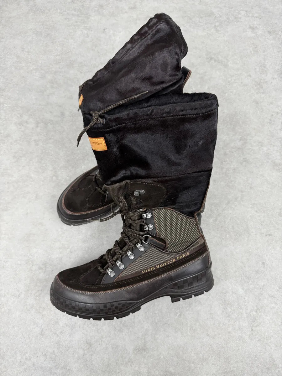 Louis Vuitton Brown Hiking Pony Hair & Leather Mountain Boots utGOaUq 1