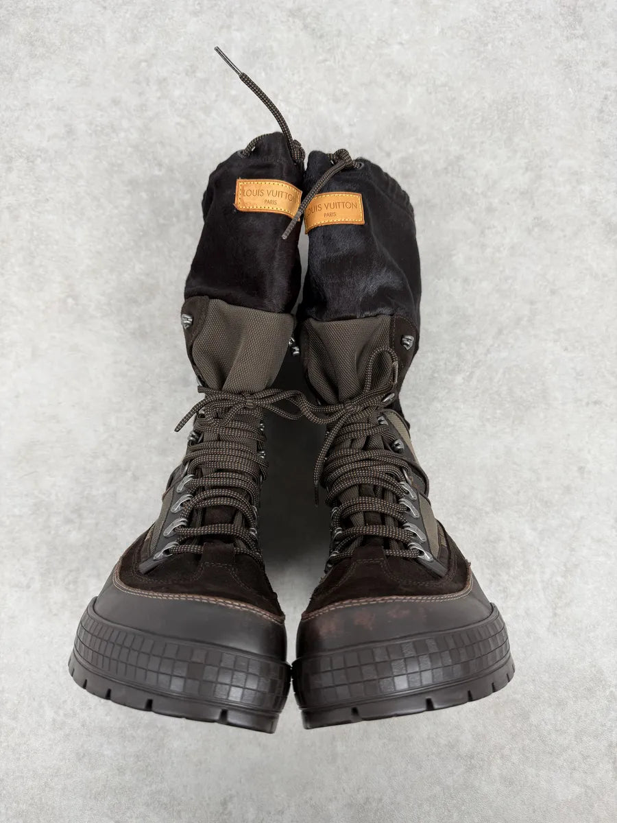 Louis Vuitton Brown Hiking Pony Hair & Leather Mountain Boots utGOaUq 12