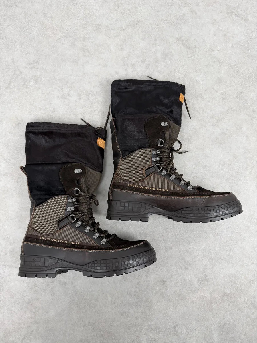 Louis Vuitton Brown Hiking Pony Hair & Leather Mountain Boots utGOaUq 2