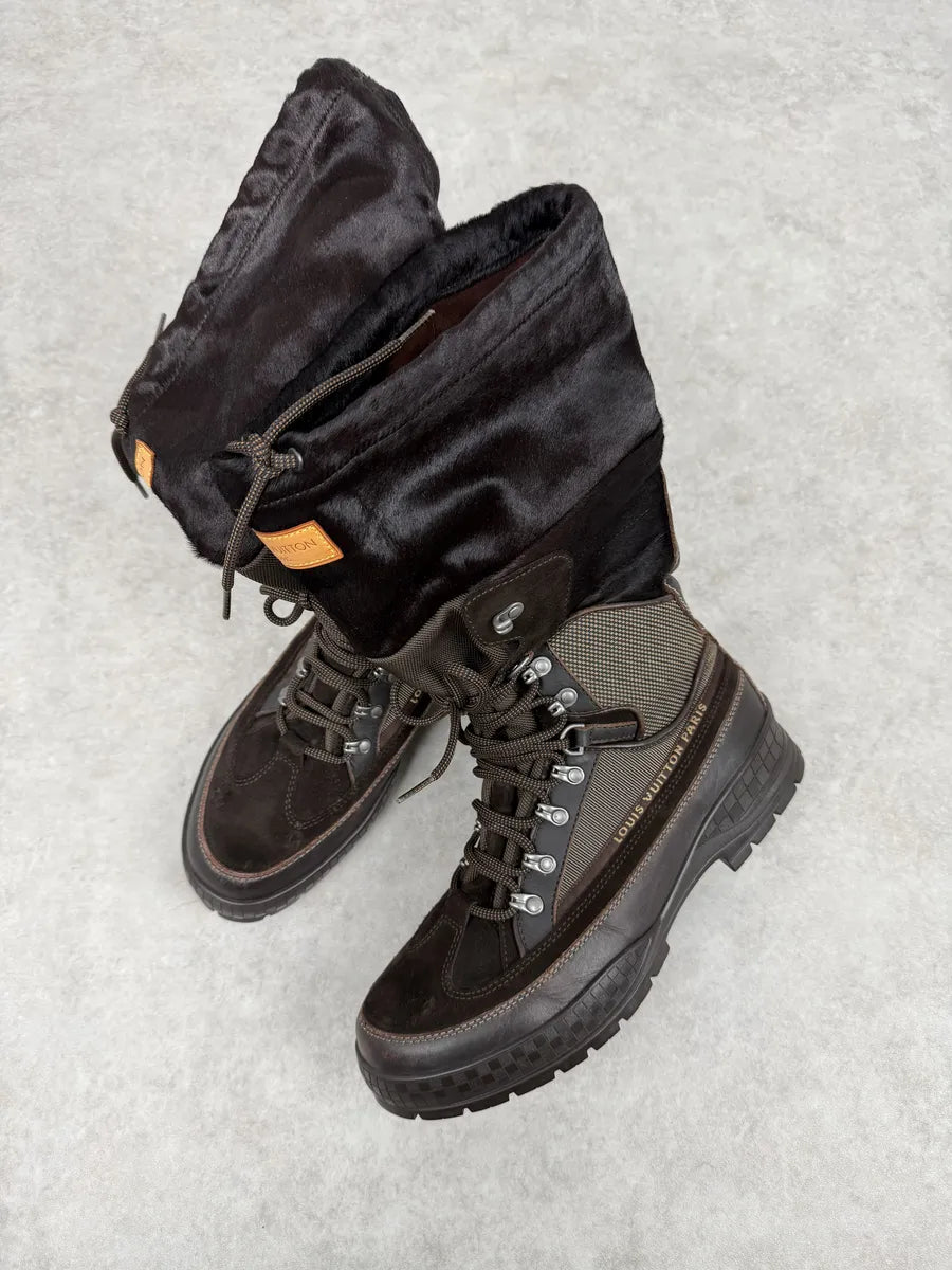 Louis Vuitton Brown Hiking Pony Hair & Leather Mountain Boots utGOaUq 5