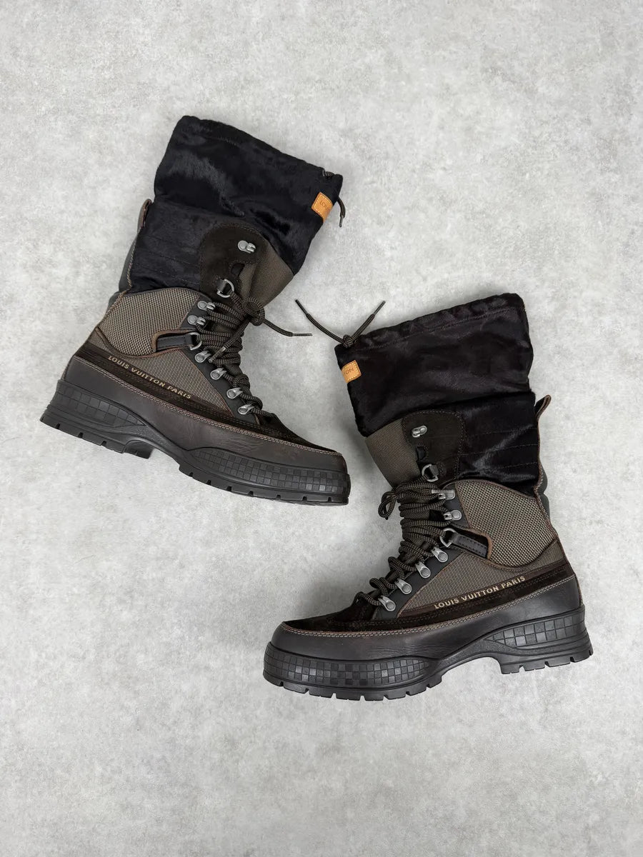 Louis Vuitton Brown Hiking Pony Hair & Leather Mountain Boots utGOaUq 6