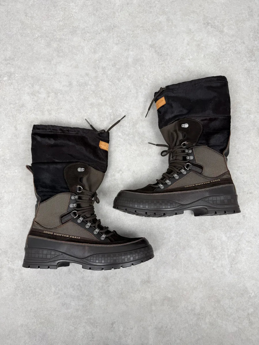 Louis Vuitton Brown Hiking Pony Hair & Leather Mountain Boots utGOaUq 7