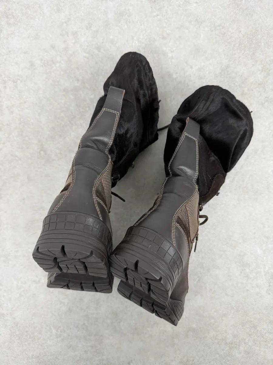 Louis Vuitton Brown Hiking Pony Hair & Leather Mountain Boots utGOaUq 8