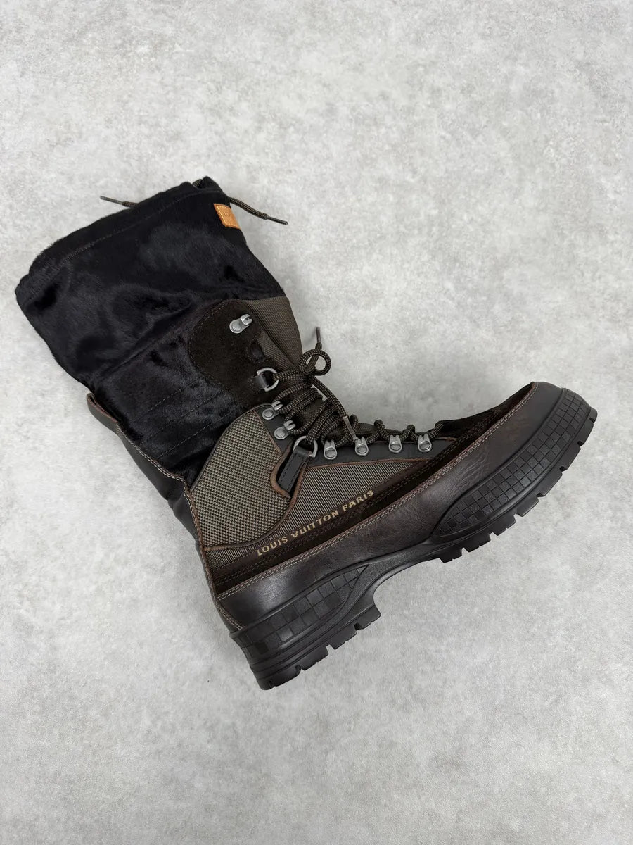 Louis Vuitton Brown Hiking Pony Hair & Leather Mountain Boots utGOaUq 9