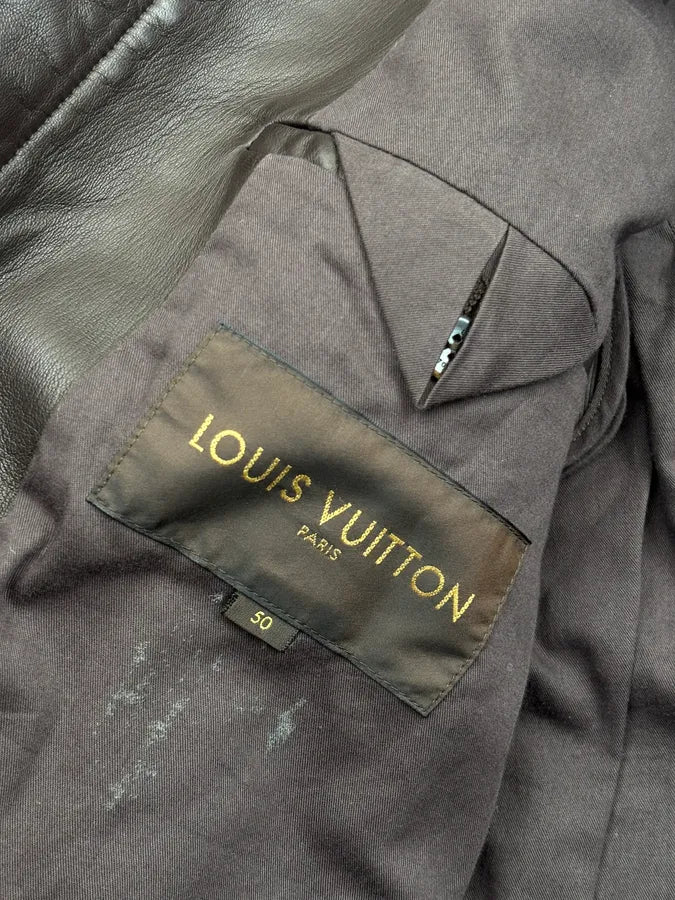 Louis Vuitton Brown Leather Biker Jacket ufRQpyN 9