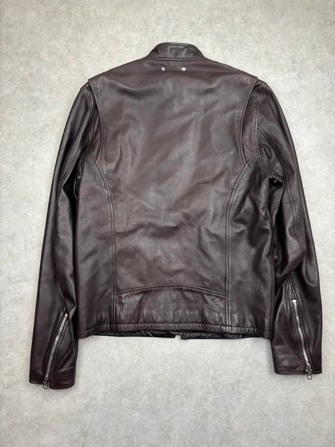 Louis Vuitton Brown Leather Biker Jacket ufRQpyN 4