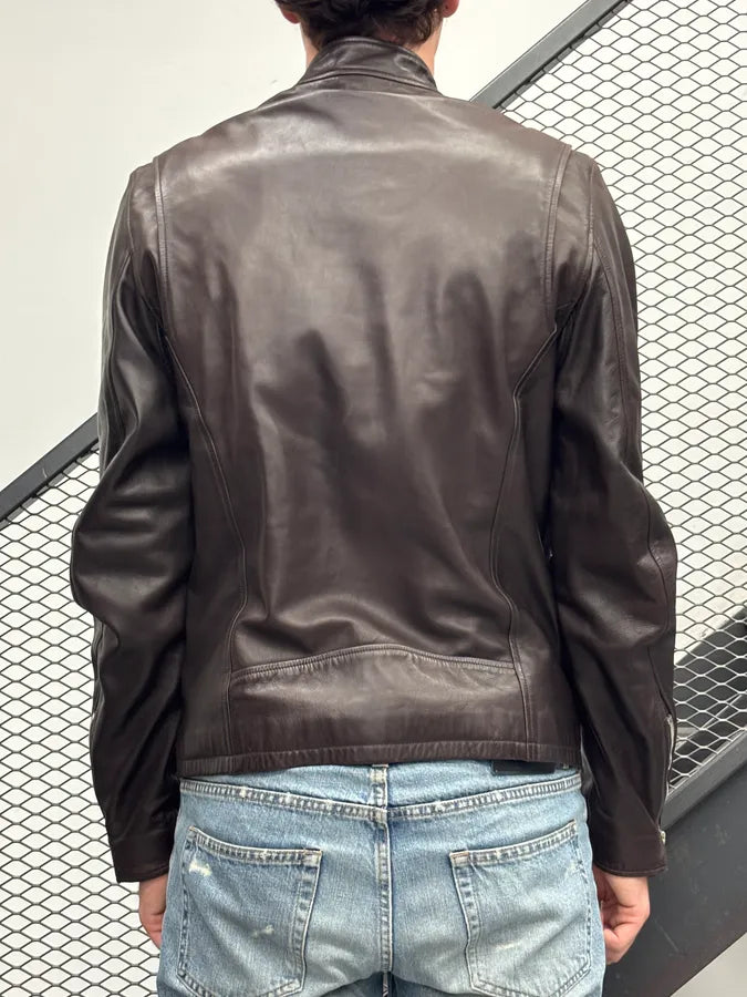 Louis Vuitton Brown Leather Biker Jacket ufRQpyN 2