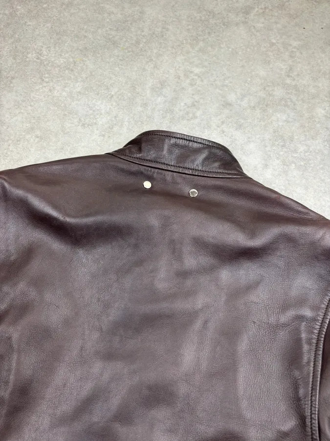 Louis Vuitton Brown Leather Biker Jacket ufRQpyN 5