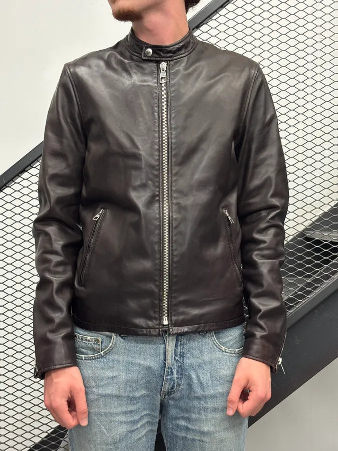 Louis Vuitton Brown Leather Biker Jacket ufRQpyN 1