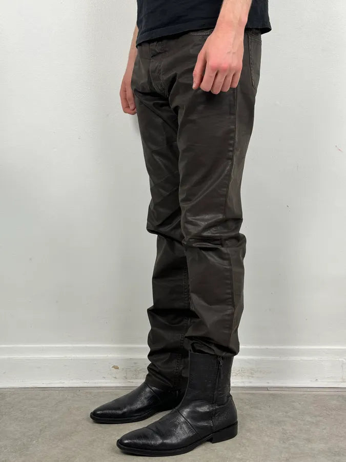 Louis Vuitton Brown Waxed Metallic Straight Pants YrTdula 2