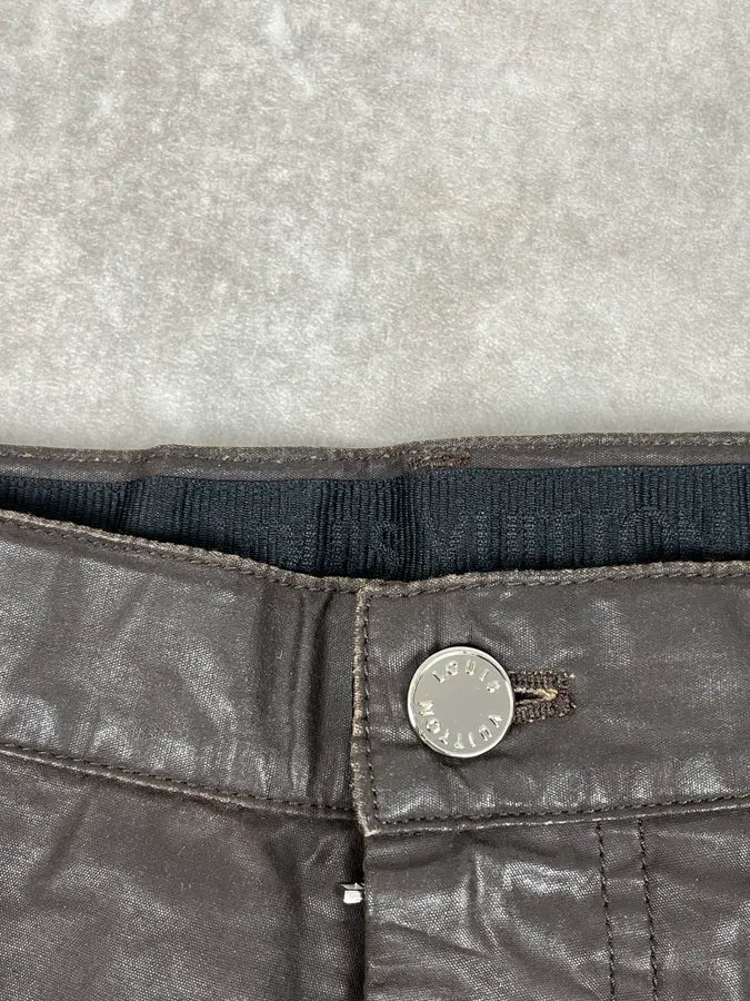 Louis Vuitton Brown Waxed Metallic Straight Pants YrTdula 9