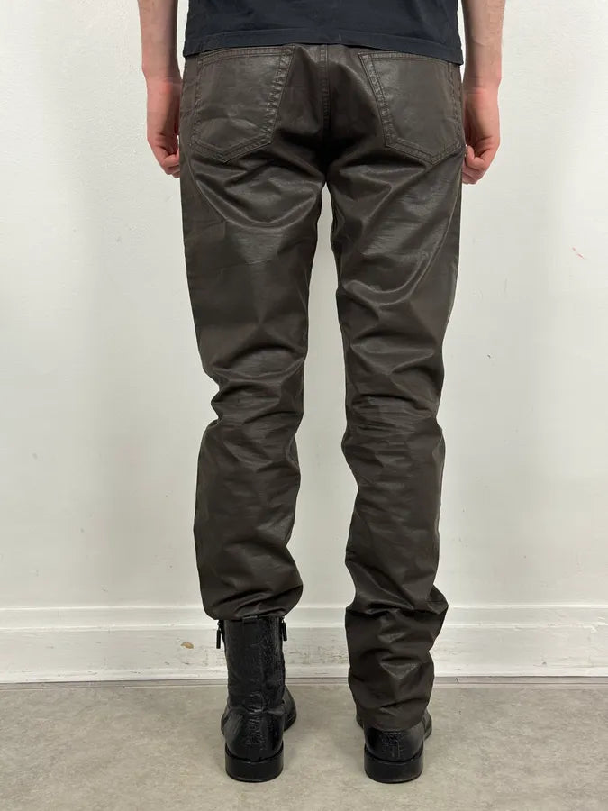 Louis Vuitton Brown Waxed Metallic Straight Pants YrTdula 3