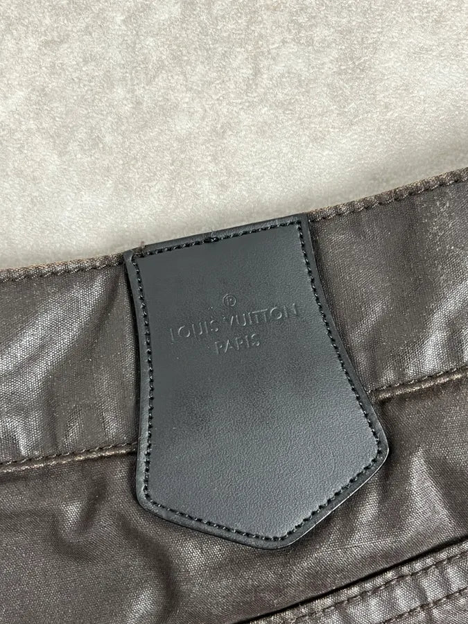 Louis Vuitton Brown Waxed Metallic Straight Pants YrTdula 10
