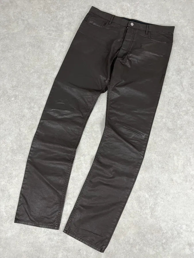 Louis Vuitton Brown Waxed Metallic Straight Pants YrTdula 4