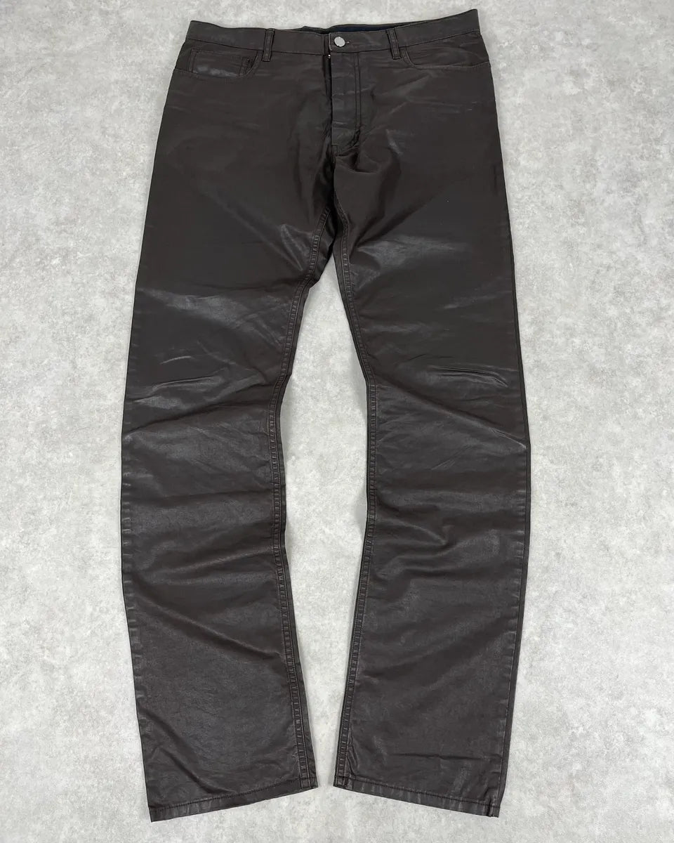 Louis Vuitton Brown Waxed Metallic Straight Pants YrTdula 0