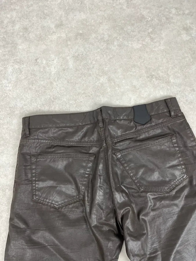 Louis Vuitton Brown Waxed Metallic Straight Pants YrTdula 7