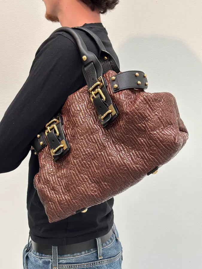 Louis Vuitton Brown Motard Puffer Goldy Handle Bag EAXEKpE 3