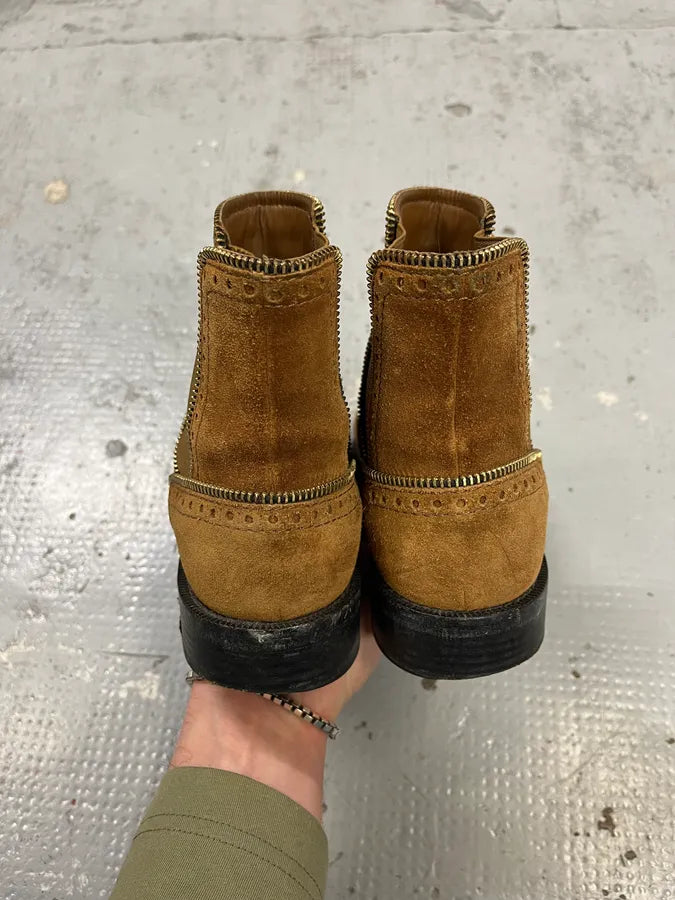 Louis Vuitton Camel Suede Multi Zip Leather Boots LGOyxKQ 4