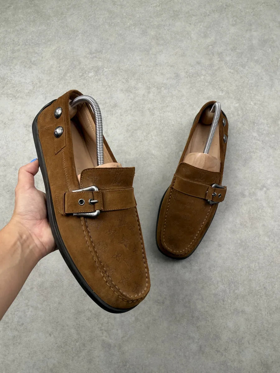 Louis Vuitton Cognac Suede Monogram Loafer Shoes irVNbMo 0