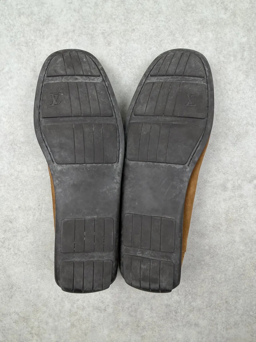 Louis Vuitton Cognac Suede Monogram Loafer Shoes irVNbMo 5