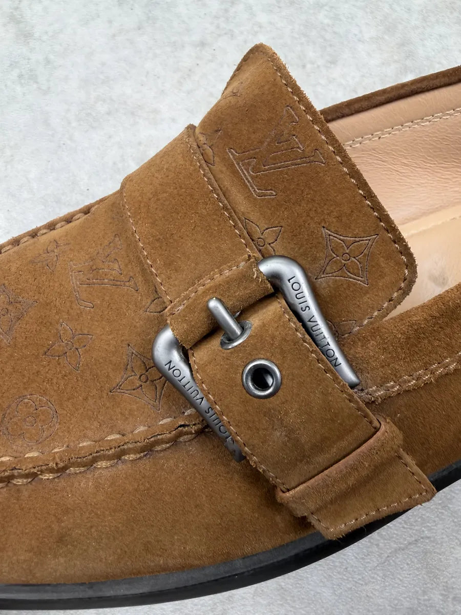 Louis Vuitton Cognac Suede Monogram Loafer Shoes irVNbMo 8