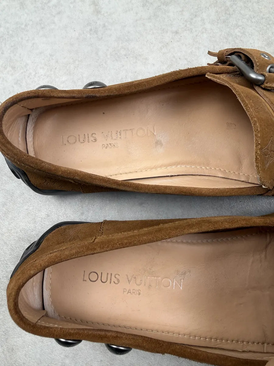 Louis Vuitton Cognac Suede Monogram Loafer Shoes irVNbMo 9