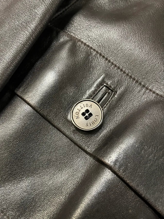 Louis Vuitton Dark Brown Leather Hooded Jacket (S) yFvGZKk 7