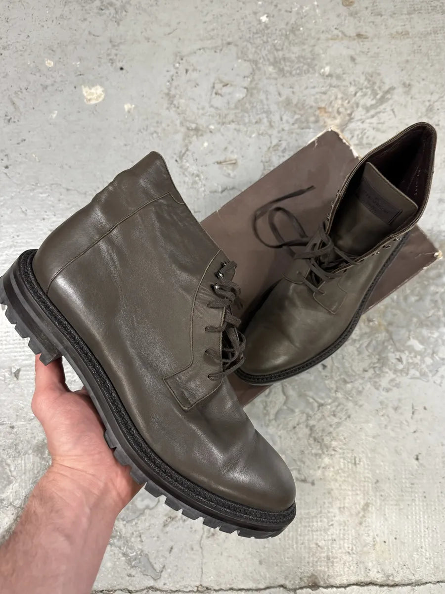 Louis Vuitton Egon Ankle Combat Grey Leather Boots PJhYQCB 0