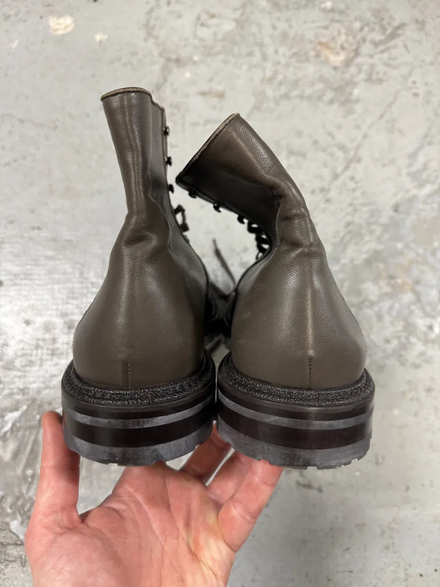 Louis Vuitton Egon Ankle Combat Grey Leather Boots PJhYQCB 3