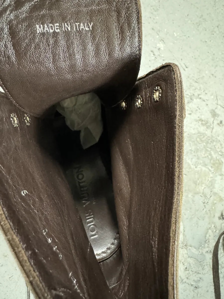 Louis Vuitton Egon Ankle Combat Grey Leather Boots PJhYQCB 7